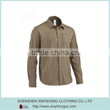 Brown color 100% cotton fabric men's casual shirt