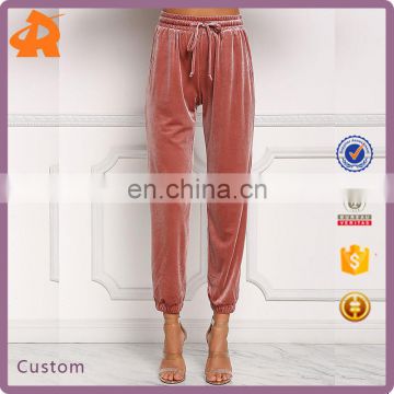 China Product Small Quantiy Wholesale Velvet Drawstring Jogger Pants