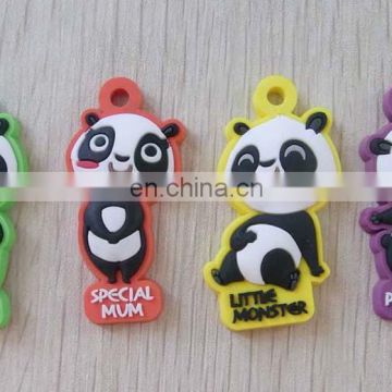 Cute cartoon China panda pvc rubber zipper puller head