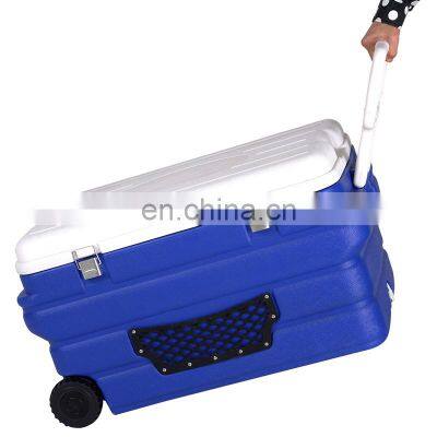 Hard Plastic Cold Storage Icebox Large Sea Food Ice Fish Cooler Boxes with Wheel 90L