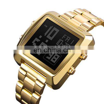 SKMEI 1369 Men Digital Stainless Steel Watch Week Date Alarm Luminous Countdown