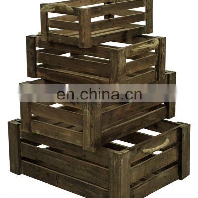 Wooden Slatted Apple Crate Display Box