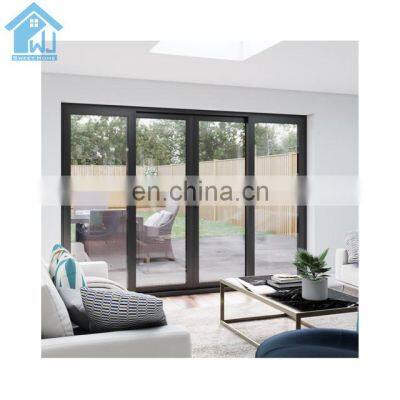 Exterior 4 panels double glazed door aluminum tempered glass sliding doors for balcony