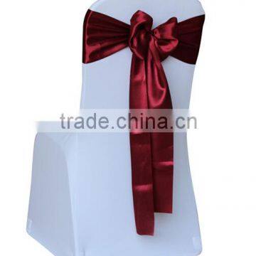 cheap spandex chair cover with burgundy self-tie chair sash