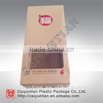 high quality kraft paper bag with window,resealable stand up kraft paper with zipper,brown or white kraft paper package bag