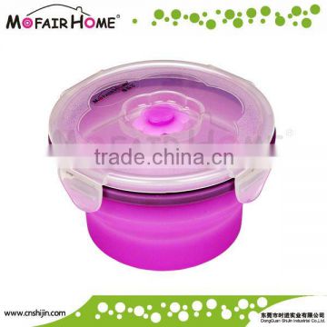 Colorful foldable round silicone lunch box