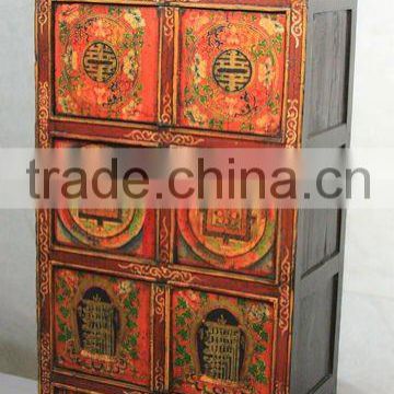 Chinese Tibet Antique Furniture Painting Cabinet