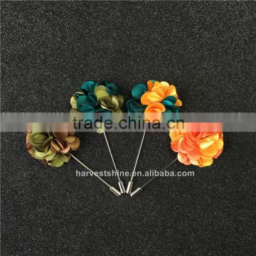 2016 Popular Colorful Fabric Flower Lapel Pin,Multifunctional Brooches With Long Needles
