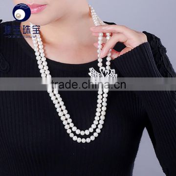 real pearl necklace 2016 fresh water pearl beads with beautiful double swan shape pendant