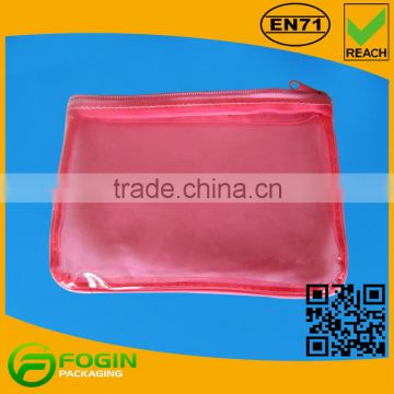 Pink Custom Waterproof Makeup PVC Zipper Small Cosmetic Bag Wallet Bag