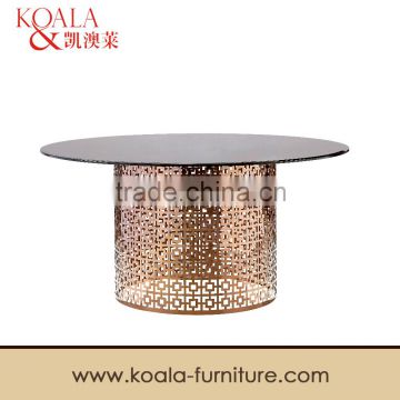 Round Glass Stainless Steel Base Dining Table A502#