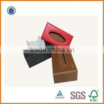 Brown Pu leather tissue box,business tissue box
