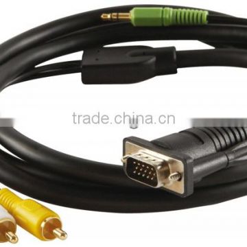 Component to Composite Cables15 pin VGA Male & 3.5mm Jack to 3 x RCA Svideo Component Video