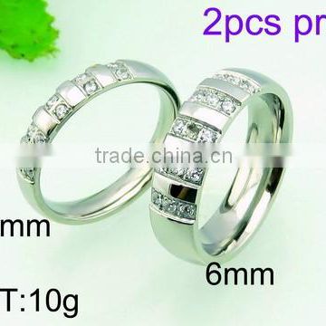 2015 new beautiful steel color crystal rings stainless steel ring love ring