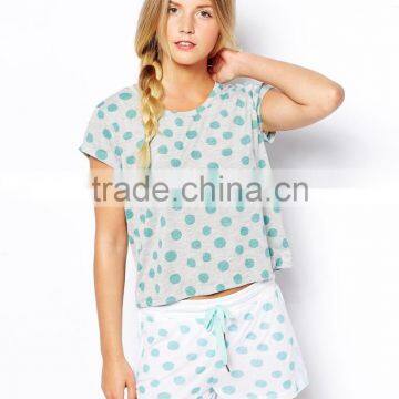 Polka Dot PJ Set With Lace Trim