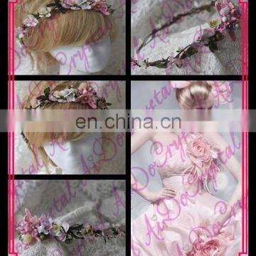Aidocrystal Indian Unique Design pink artificial garland wedding flower hair accessories