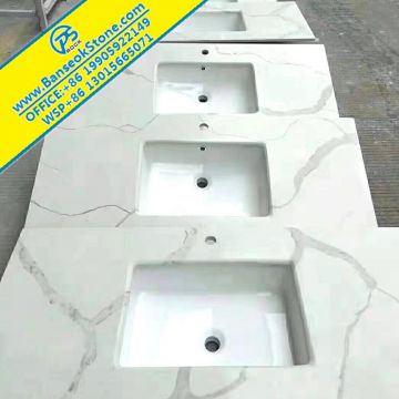 calacatta stone slab countertops vanity white marble