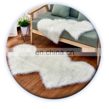 Wholesale white color round faux plush fur rug