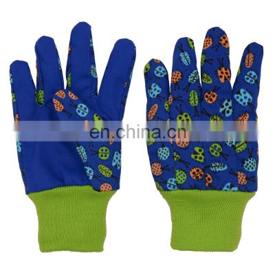 HANDLANDY In Stock Dark blue Cotton Work Kids lovely print children garden gloves