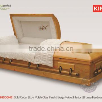 PINECONE solid wood casket funeral casket manufactur small couch casket