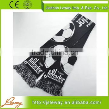 Newest design fashion football jacquard acrylic knitted scarf