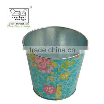 printed zinc galvanized flower pot maui charm print