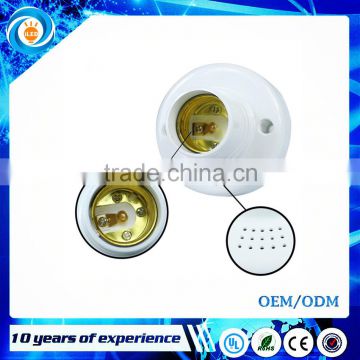 AC 220V Plastic White Sound Voice Control Sensor Delay Switch E27 Lamp Holder Base Socket