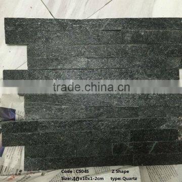 CS044 Z Shape black quartz stone price interior cultured stone wall tille