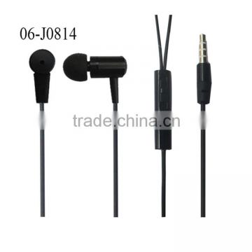 silver metal earbud handsfree round cable earphone with micphone