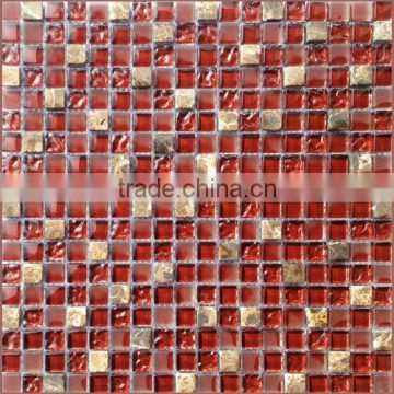 Stone mix Red Matt Glass Mosaic Wall Tile