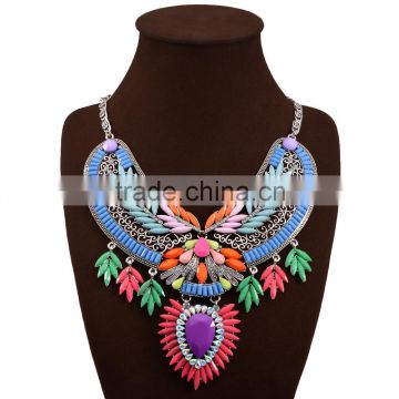 2016 latest design beads necklace flower statement jewelry for women