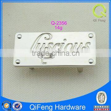 Q-2356 light gold metal label use in bags silver logo plate