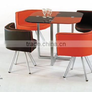 TH698 glass top modern design coffee shop table and chairs