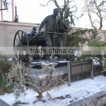 bronze foundry lost casting wax handcart Pioneer statue for garden