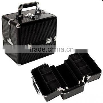 black aluminum cosmetic case with handle