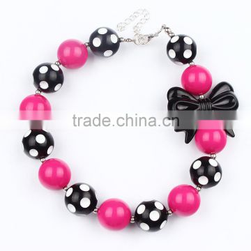 Bulk bubblegum beads chunky necklace with bowknot M5060608