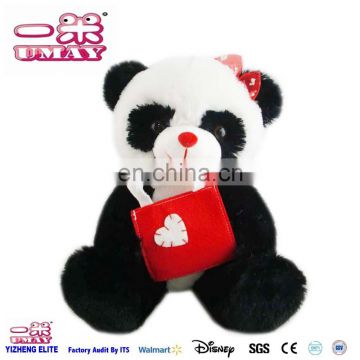 New plush stuffed panda with bag plush toy 0507 Shenzhen toy factory