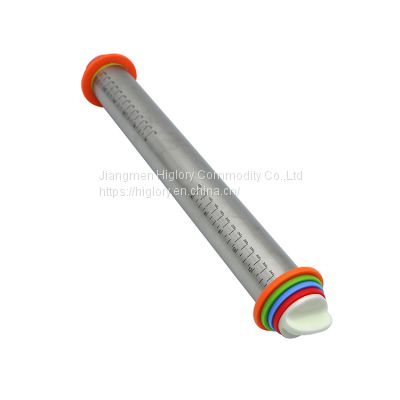 Adjustable Rolling Pin with Thickness Rings Measurement Pastry Rolling Pin for Baking Cookie Dough roller Pizza Pastry