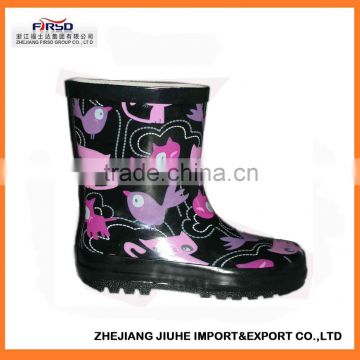 2014 kids' rubber rain boots with cute pattern