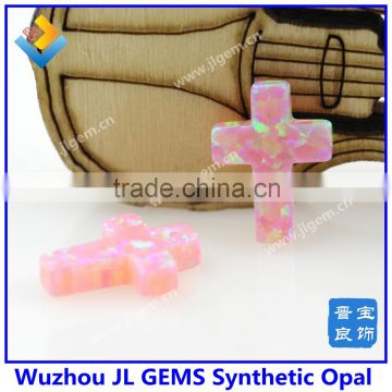 9*12mm Synthetic Pink Cross Opal Stone For Pendant With Wholesale Price