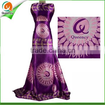 hot sale beaded cheap purple french silk fabric for african women /lady dress 100% silk satin fabrics latest fashion 2016