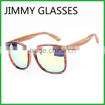 JMP608 Big Plastic Frame 100% UV400 Protect Zebra Wood Temple/Arm Sunglasses