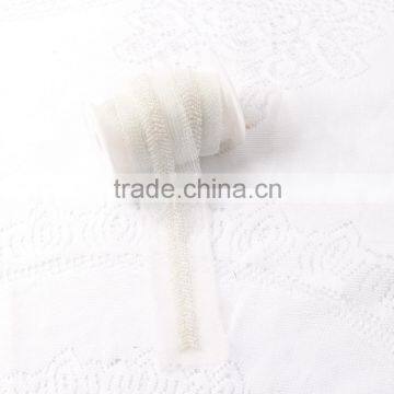 White color customized mesh sew on trim thread ribbon chain