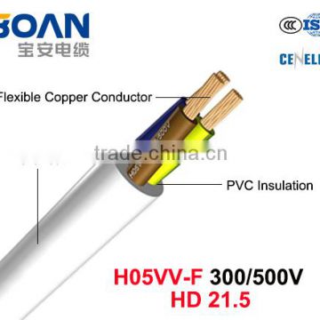 H05VV-F Electric cable wire 300/500V Flexible Cu/PVC/PVC (HD 21.5)