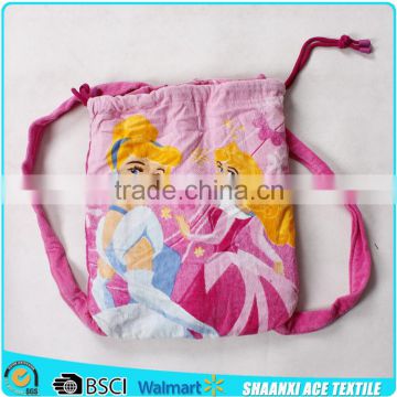 Beauty princess printed girl beach towel bag/girl outdoor towel bag