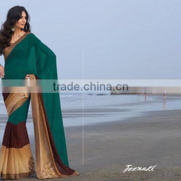 Georgette Teal Designer Saree Casual Wear