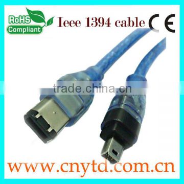 transparent blue ieee cable 1394 cable 6pin to 4pin cable