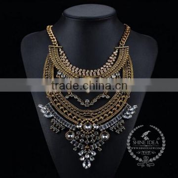 high quality vintage rhinestone chunky statement necklace tin alloy fashion women pendant necklace 6390065