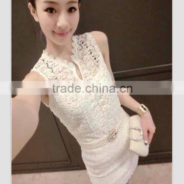 korean summer new style sleeveless sexy night bar lace slim tight dress