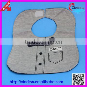 baby boy's shirt bib with printed tie and button